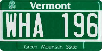 VT license plate WHA196