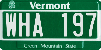 VT license plate WHA197