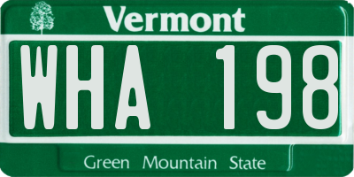 VT license plate WHA198