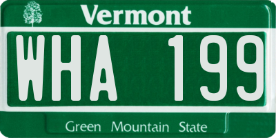 VT license plate WHA199