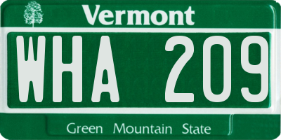 VT license plate WHA209