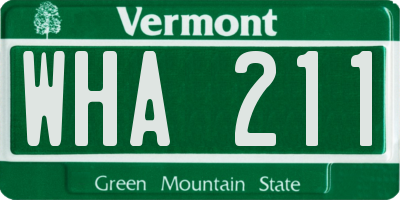 VT license plate WHA211