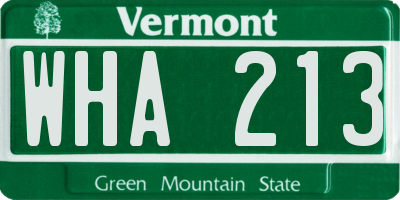 VT license plate WHA213