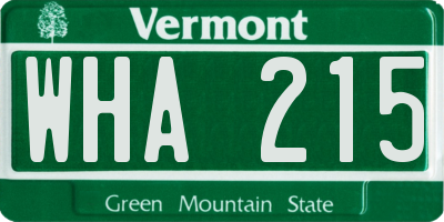 VT license plate WHA215