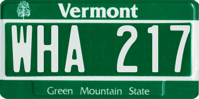 VT license plate WHA217