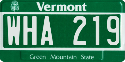 VT license plate WHA219