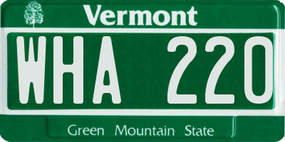 VT license plate WHA220