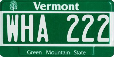 VT license plate WHA222