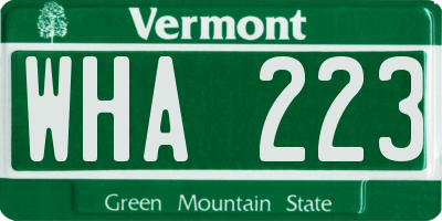 VT license plate WHA223