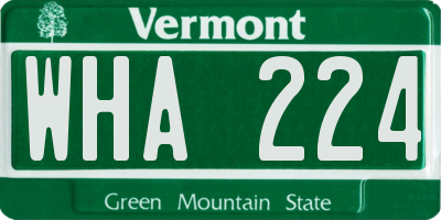 VT license plate WHA224