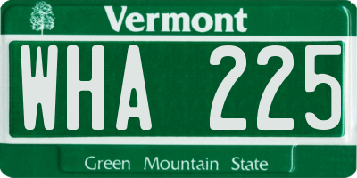 VT license plate WHA225