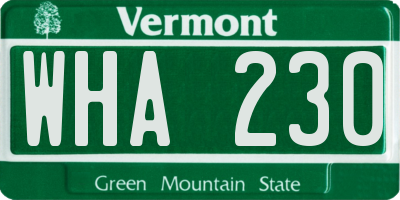 VT license plate WHA230