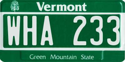 VT license plate WHA233