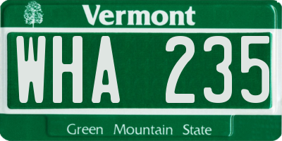 VT license plate WHA235