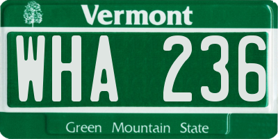 VT license plate WHA236
