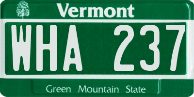 VT license plate WHA237