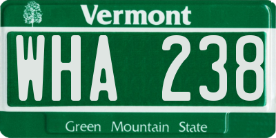 VT license plate WHA238