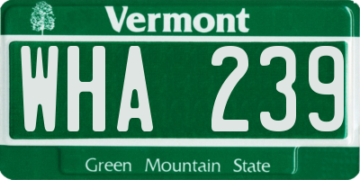 VT license plate WHA239