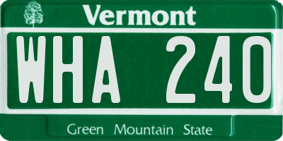 VT license plate WHA240