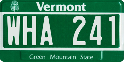 VT license plate WHA241
