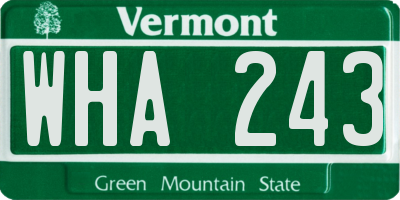 VT license plate WHA243