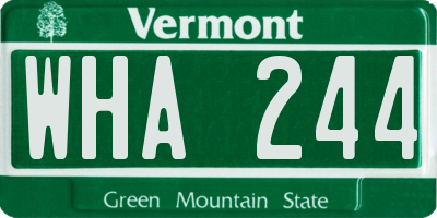 VT license plate WHA244