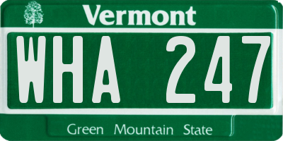 VT license plate WHA247