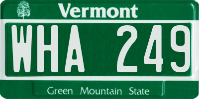 VT license plate WHA249