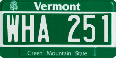 VT license plate WHA251