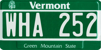 VT license plate WHA252