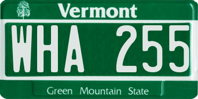 VT license plate WHA255