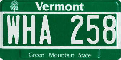 VT license plate WHA258