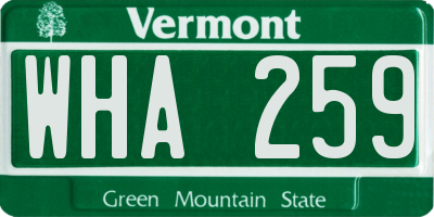 VT license plate WHA259