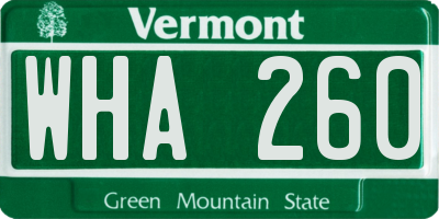 VT license plate WHA260