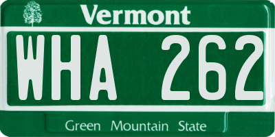 VT license plate WHA262