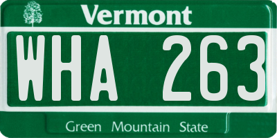 VT license plate WHA263