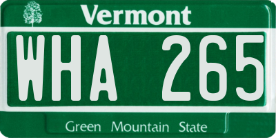 VT license plate WHA265