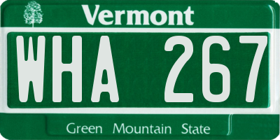 VT license plate WHA267