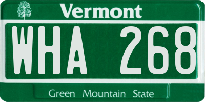 VT license plate WHA268