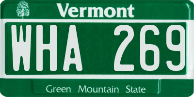 VT license plate WHA269