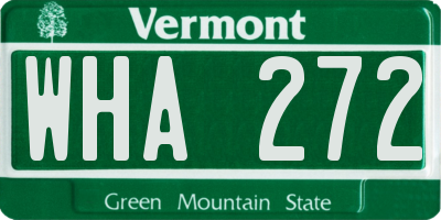 VT license plate WHA272
