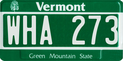 VT license plate WHA273