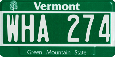 VT license plate WHA274