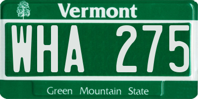 VT license plate WHA275