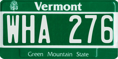 VT license plate WHA276