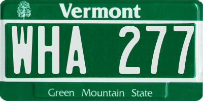VT license plate WHA277