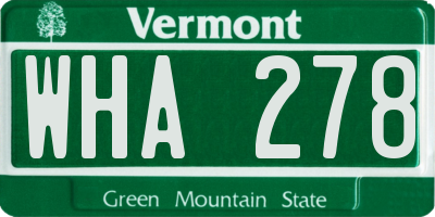VT license plate WHA278