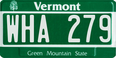 VT license plate WHA279