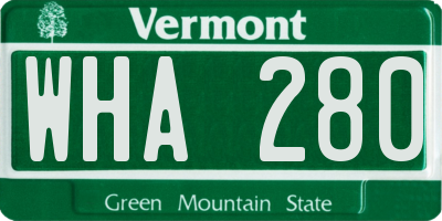 VT license plate WHA280