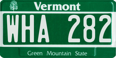 VT license plate WHA282